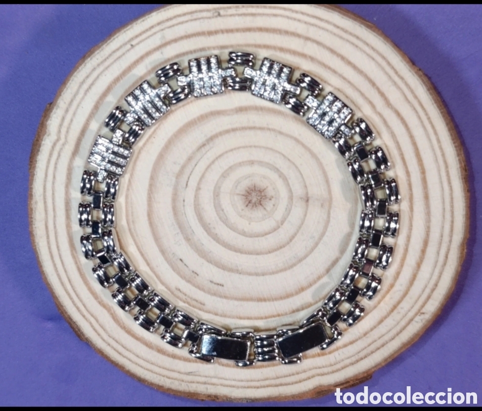 Joyeria: Pulsera oro blanco laminado y circonitas