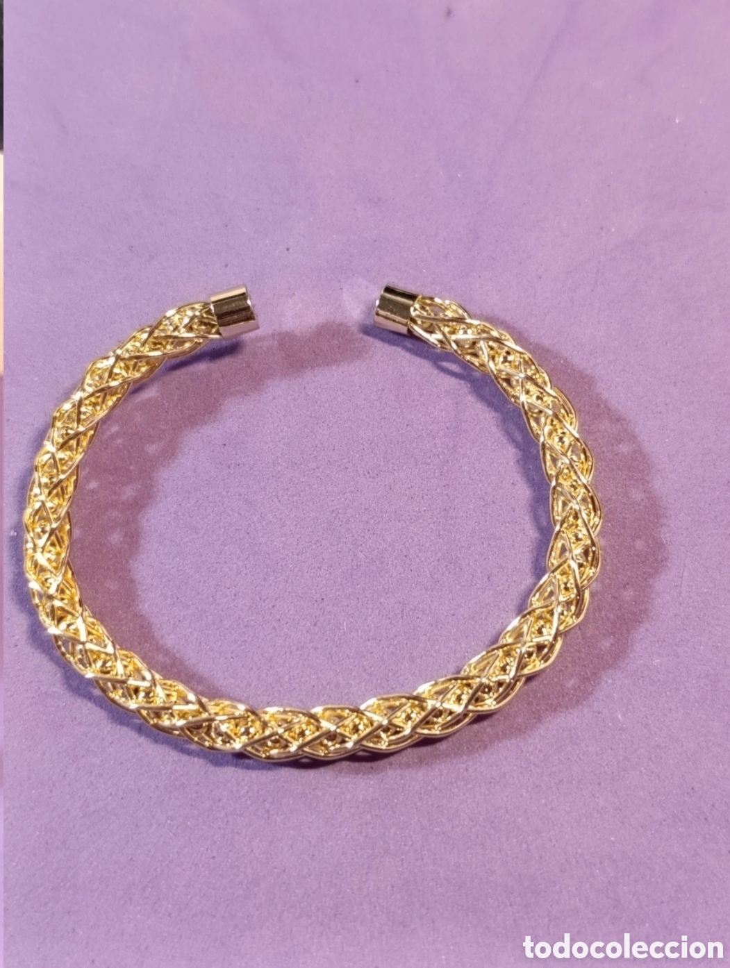Joyeria: Pulsera abierta dise&ntilde;o filigranas trenzadas oro laminado