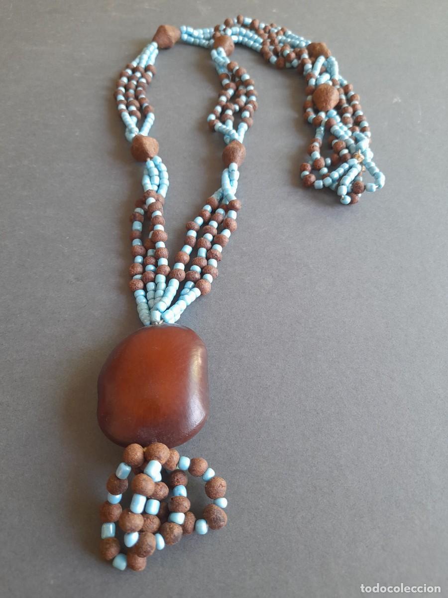 Joyeria: collar largo africano de cuentas y semillas, 50cm aprox colgando