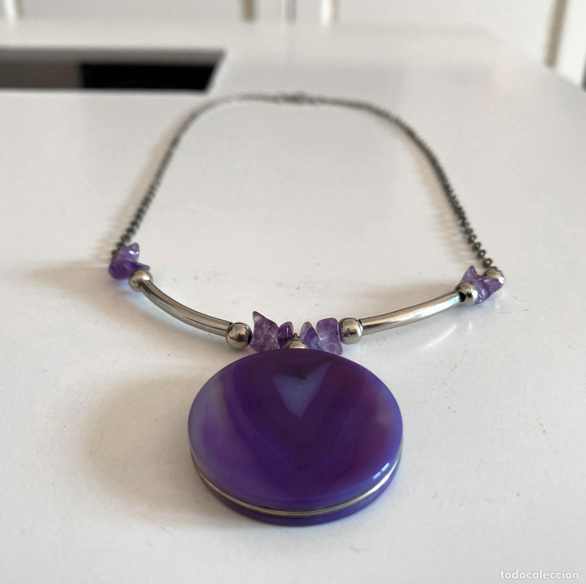Jewelry: COLLAR VINTAGE CON COLGANTE DE PIEDRA NATURAL