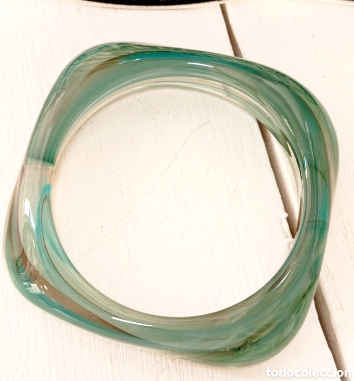 Joyeria: Pulsera acr&iacute;lica color azul verde, cristalino y marr&oacute;n, antial&eacute;rgica, nueva