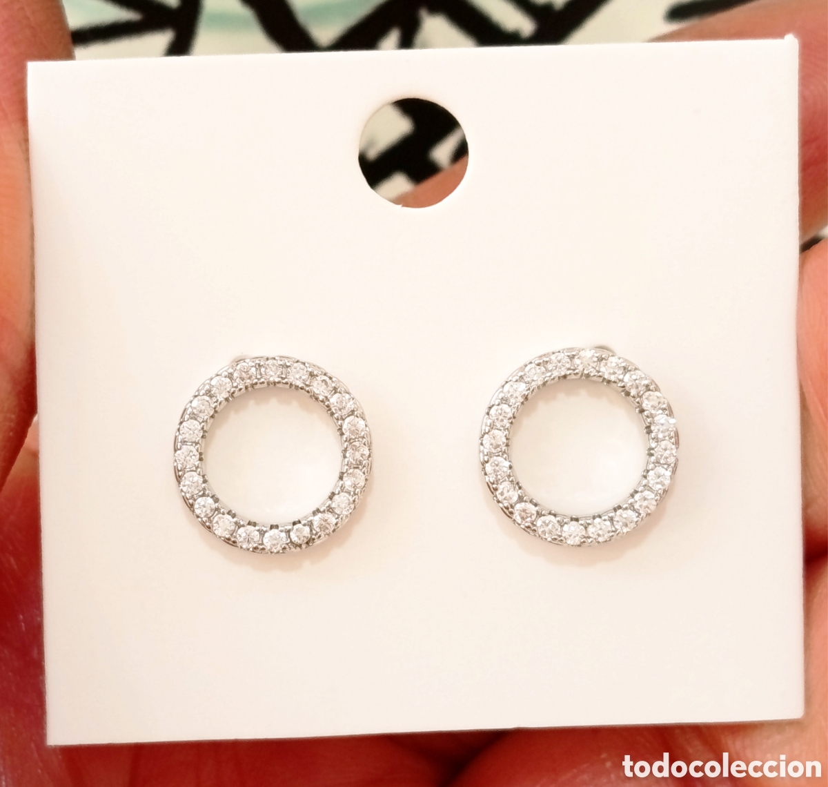 Joyeria: Pendientes minimalistas color plata con cristal, nuevos
