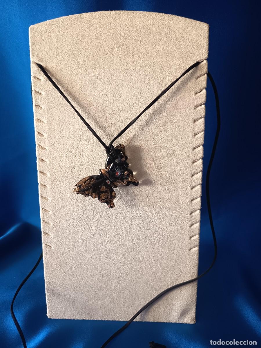 Joalharia: PRECIOSO DIJE DE MARIPOSA EN CRISTAL DE MURANO CON MURRINA Y DETALLES NEGRO Y DORADO.