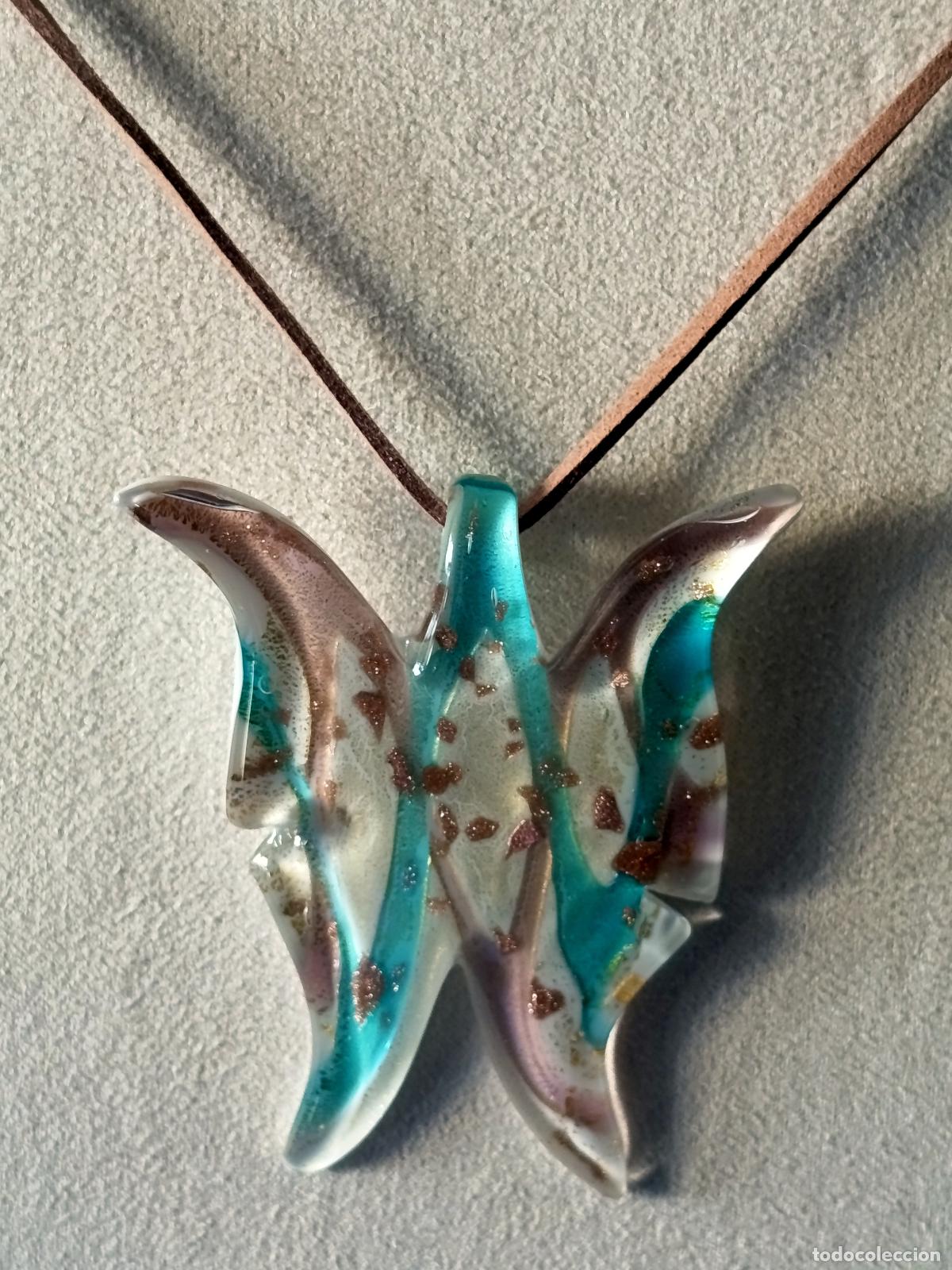 Schmuck: HERMOSO COLGANTE DE MARIPOSA EN CRISTAL DE MURANO CON COLORIDOS DETALLES