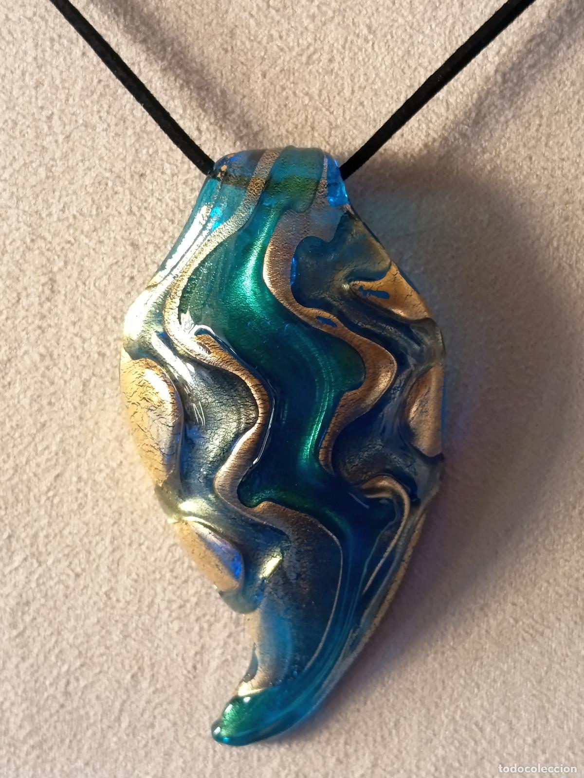 Joalharia: COLGANTE EN CRISTAL DE MURANO EN TONOS AZULES Y DETALLES EN PAN DE ORO