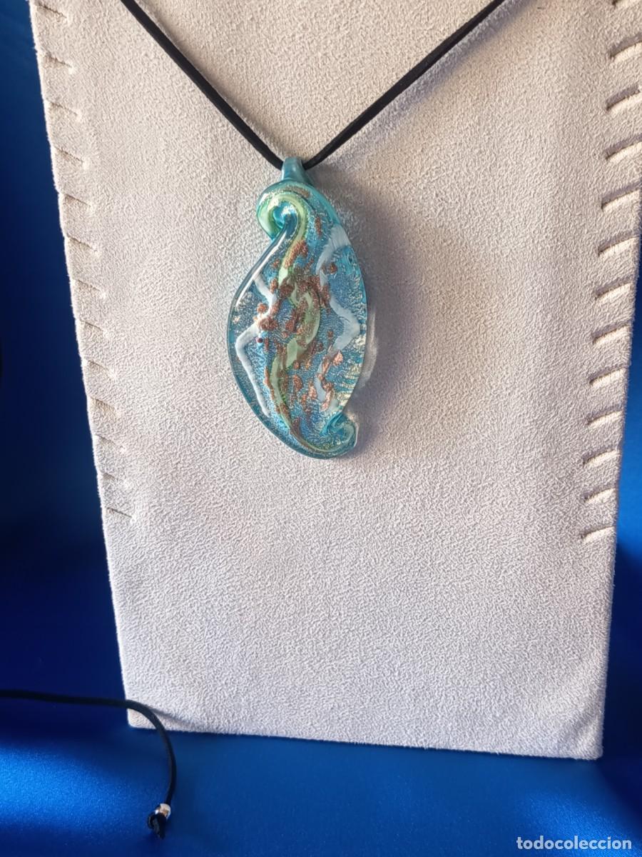 Joalharia: COLGANTE EN CRISTAL DE MURANO EN COLOR CELESTE CON DETALLES EN PLATA Y COBRE