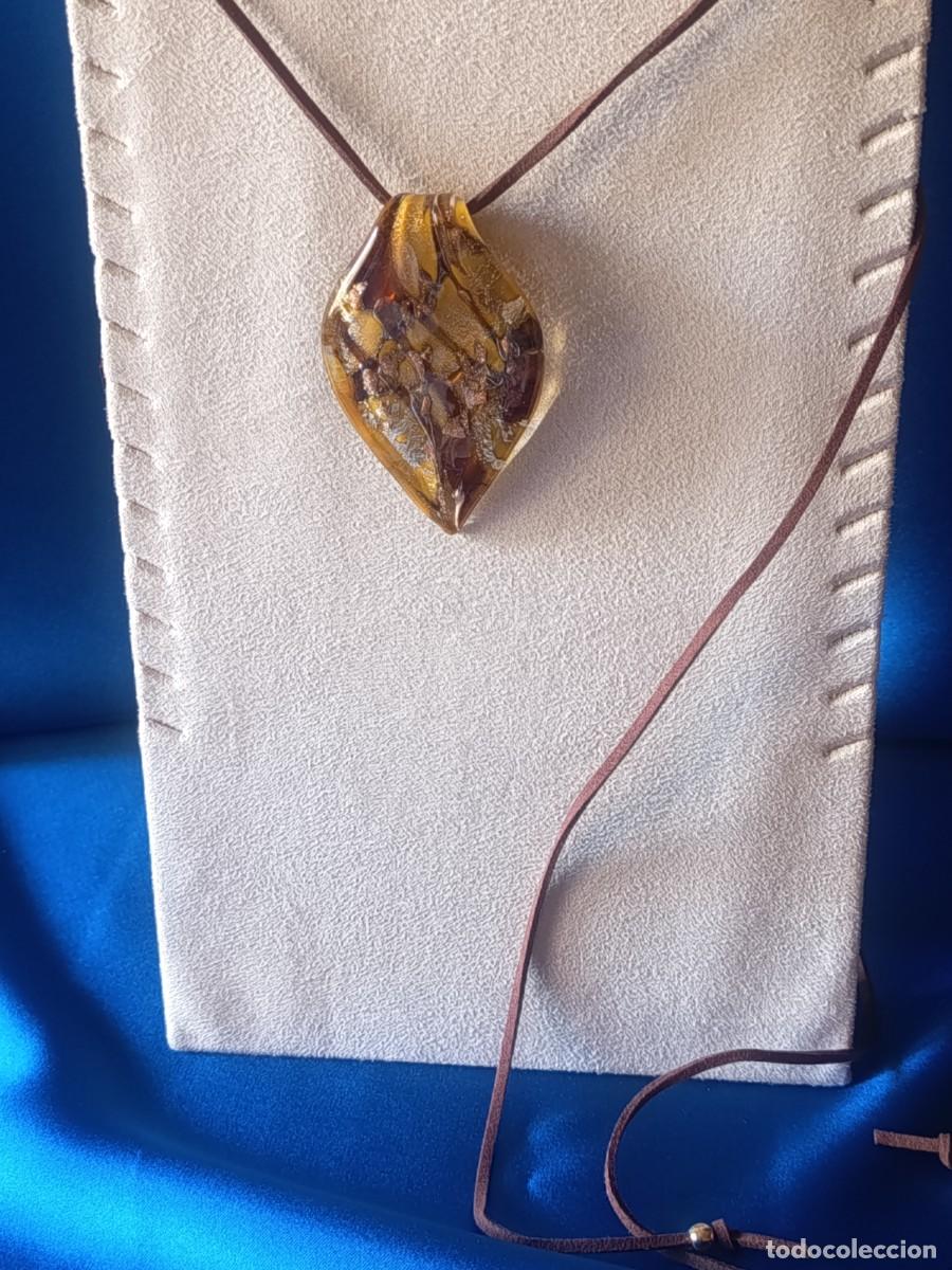Schmuck: COLGANTE EN CRISTAL DE MURANO &Aacute;MBAR CON PAN DE ORO Y PLATA