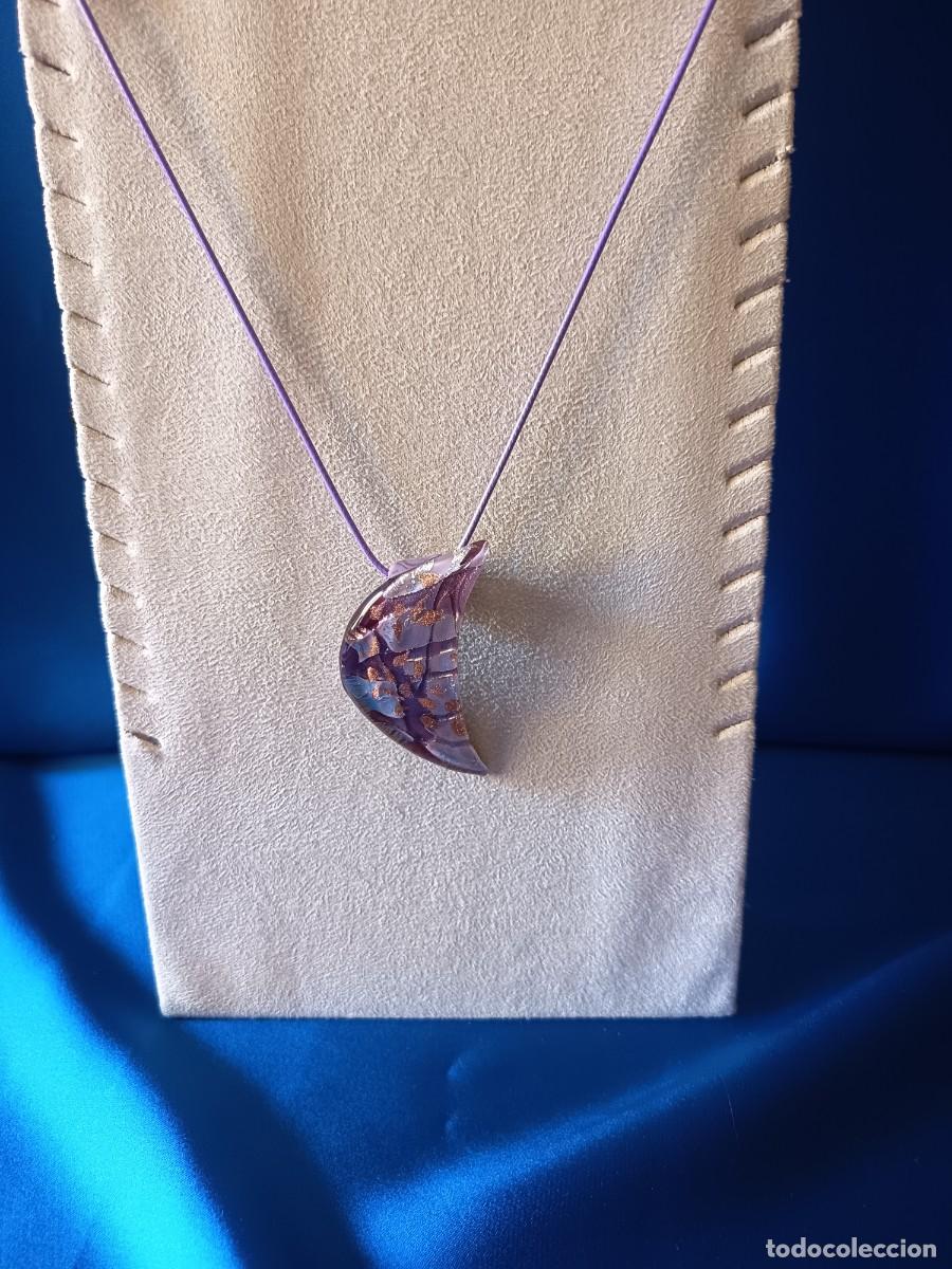 Gioielleria: DIJE EN FORMA DE LUNA EN CRISTAL DE MURANO EN PLATA, MALVA Y COBRE