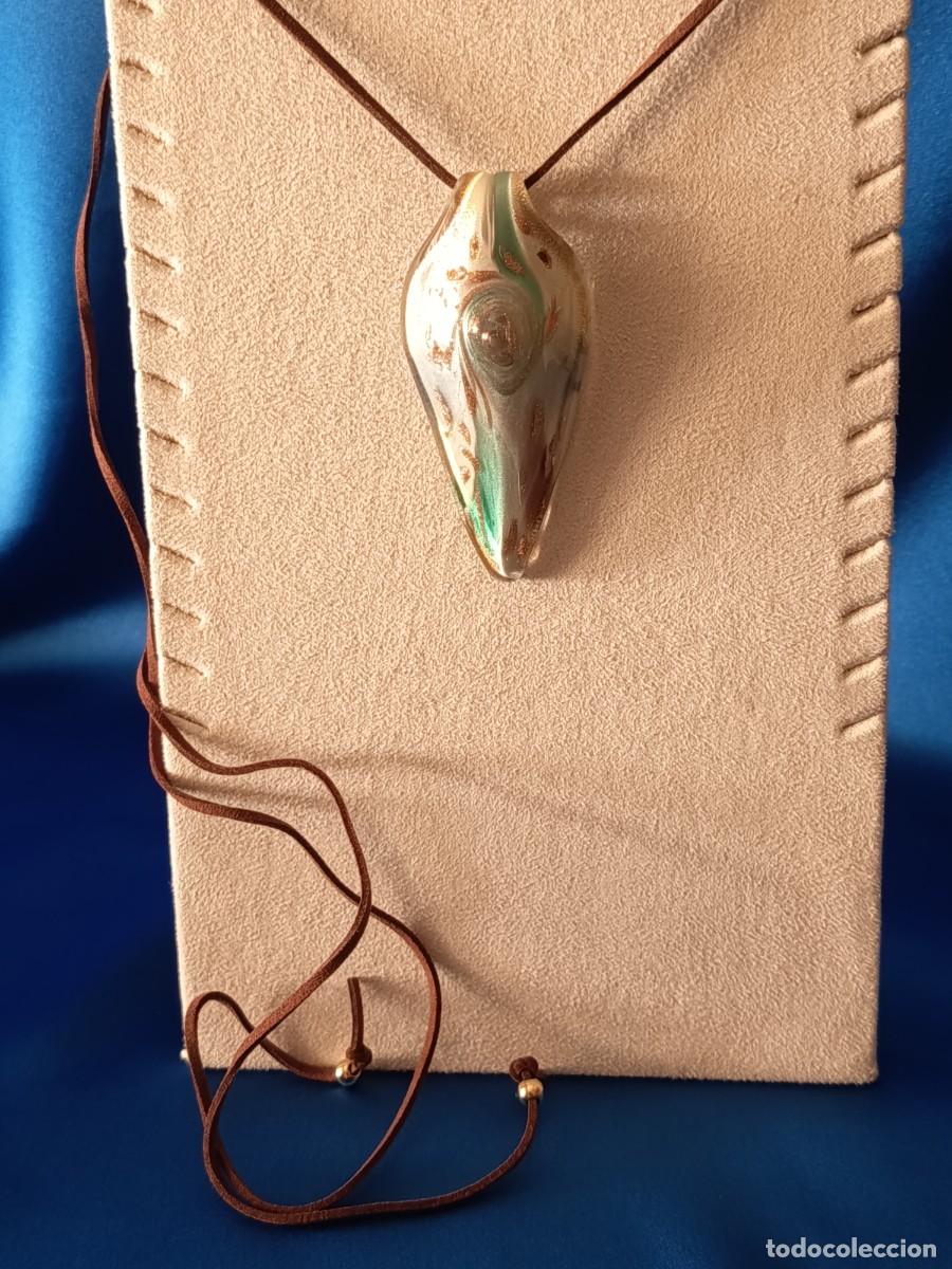 Joyeria: LINDO COLGANTE DE CRISTAL DE MURANO EN VERDE, ROSA Y DORADO