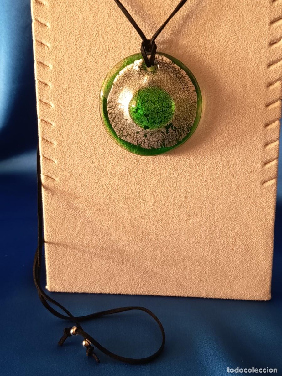 Joalharia: MEDALL&Oacute;N DE CRISTAL DE MURANO EN VERDE Y PLATA