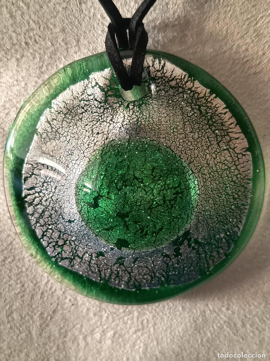 Joyeria: MEDALL&Oacute;N DE CRISTAL DE MURANO EN VERDE Y PLATA - Foto 2