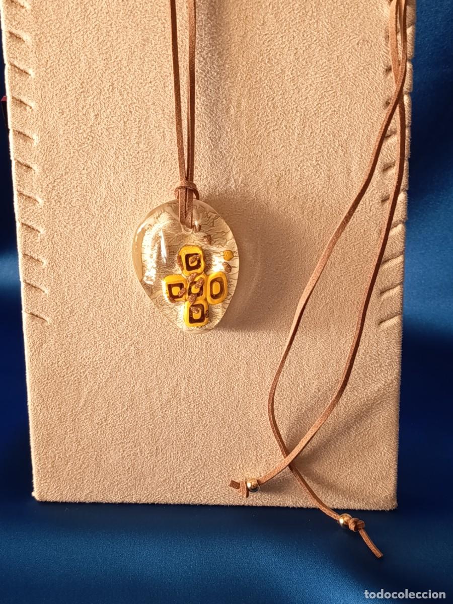 Joyeria: COLGANTE EN CRISTAL DE MURANO BLANCO, PLATA Y DETALLES EN AMARILLO Y COBRE