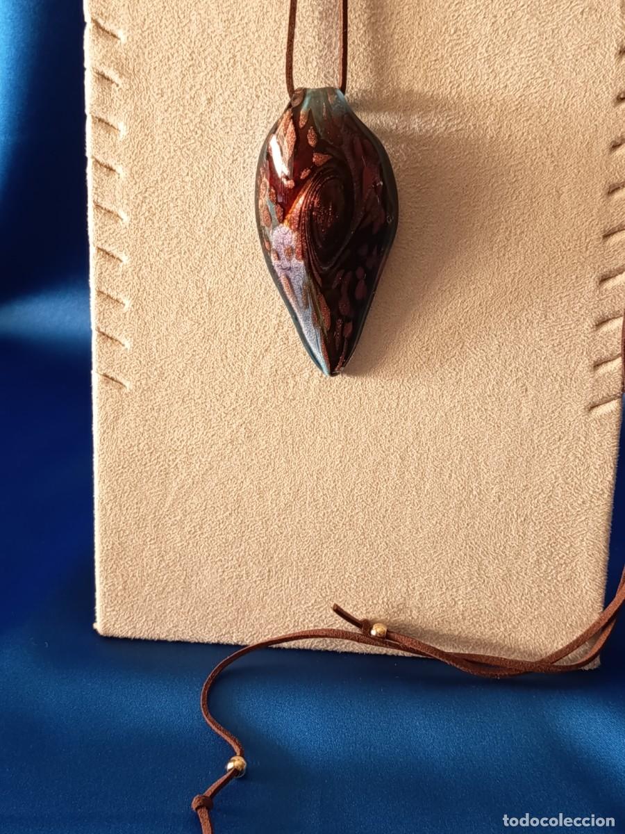 Schmuck: COLGANTE EN CRISTAL DE MURANO TURQUEZA CON DETALLES EN COBRE
