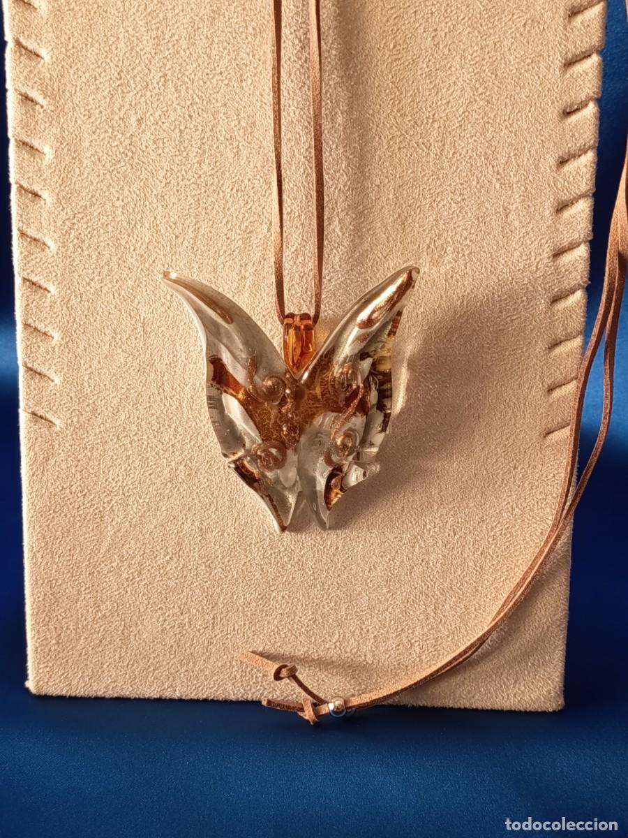 Joalharia: COLGANTE EN FORMA DE MARIPOSA EN CRISTAL DE MURANO BLANCO Y DETALLES EN COBRE