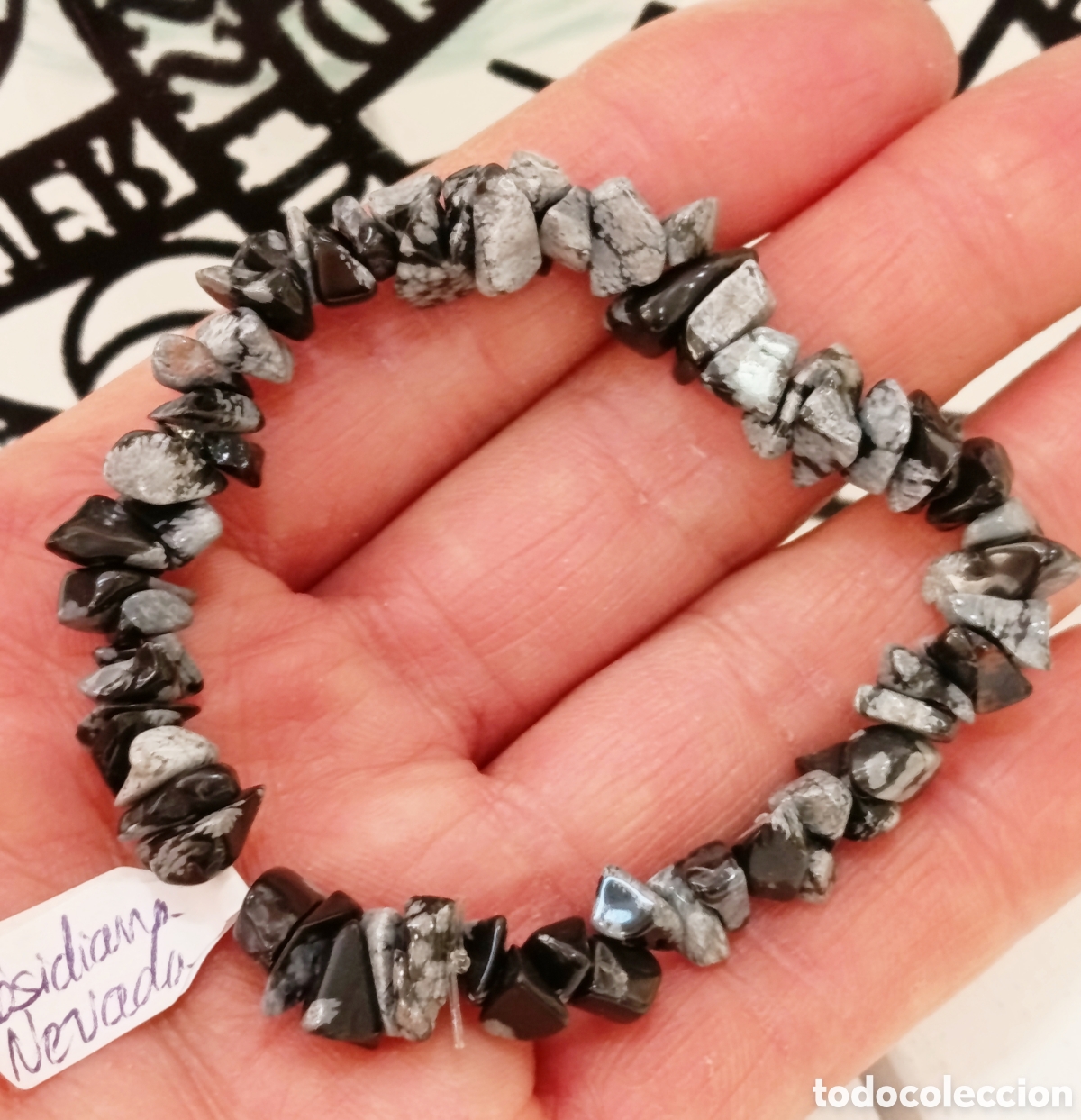 Joyeria: Pulsera de protecci&oacute;n de obsidiana nevada preparada energ&eacute;ticamente con palo santo