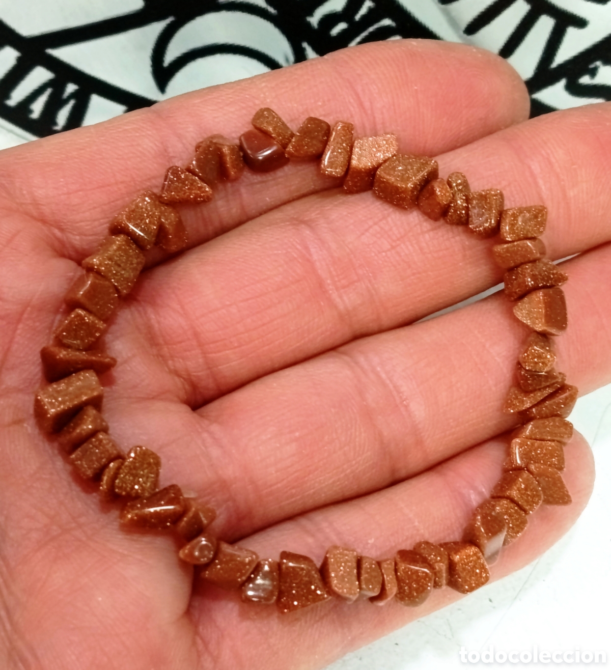 Joyeria: Pulsera de protecci&oacute;n de piedra del Sol preparada energ&eacute;ticamente con palo santo, nueva