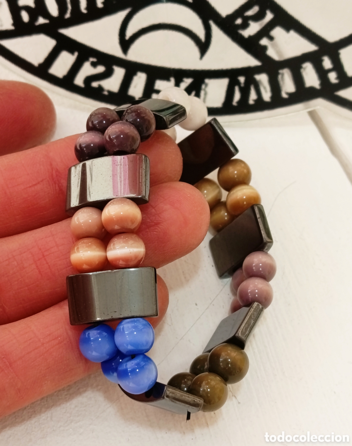 Joyeria: Pulsera de protecci&oacute;n de hematita y Ojo de gato preparada energ&eacute;ticamente con Palo santo