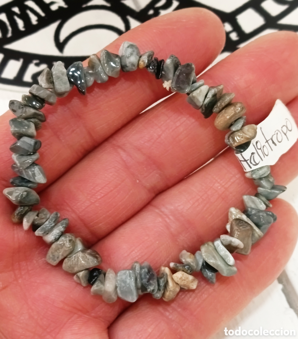 Joyeria: Pulsera de protecci&oacute;n de heliotropo preparada energ&eacute;ticamente con palo santo, nueva