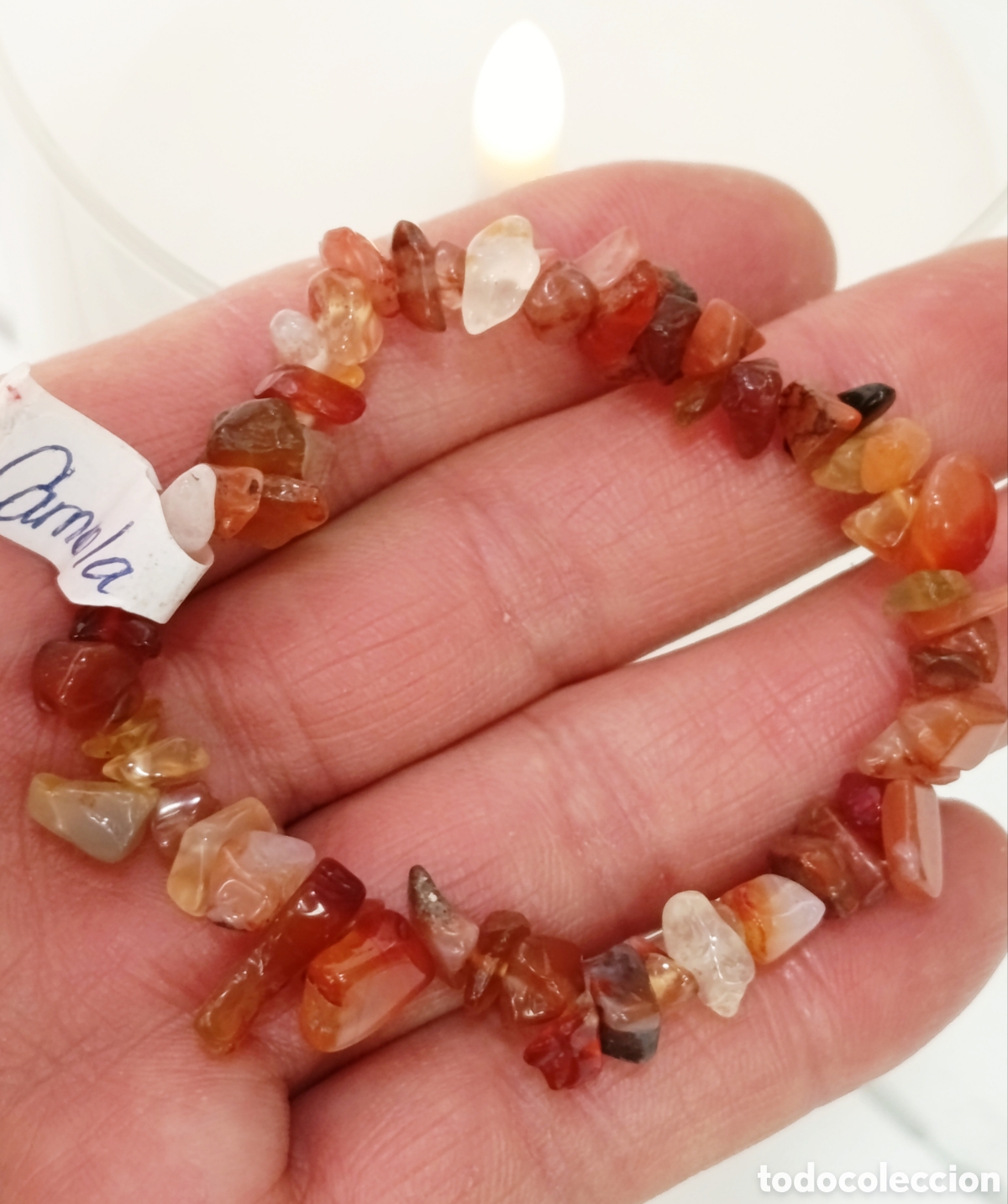 Joyeria: Pulsera de protecci&oacute;n de carneola preparada energ&eacute;ticamente con palo santo, nueva