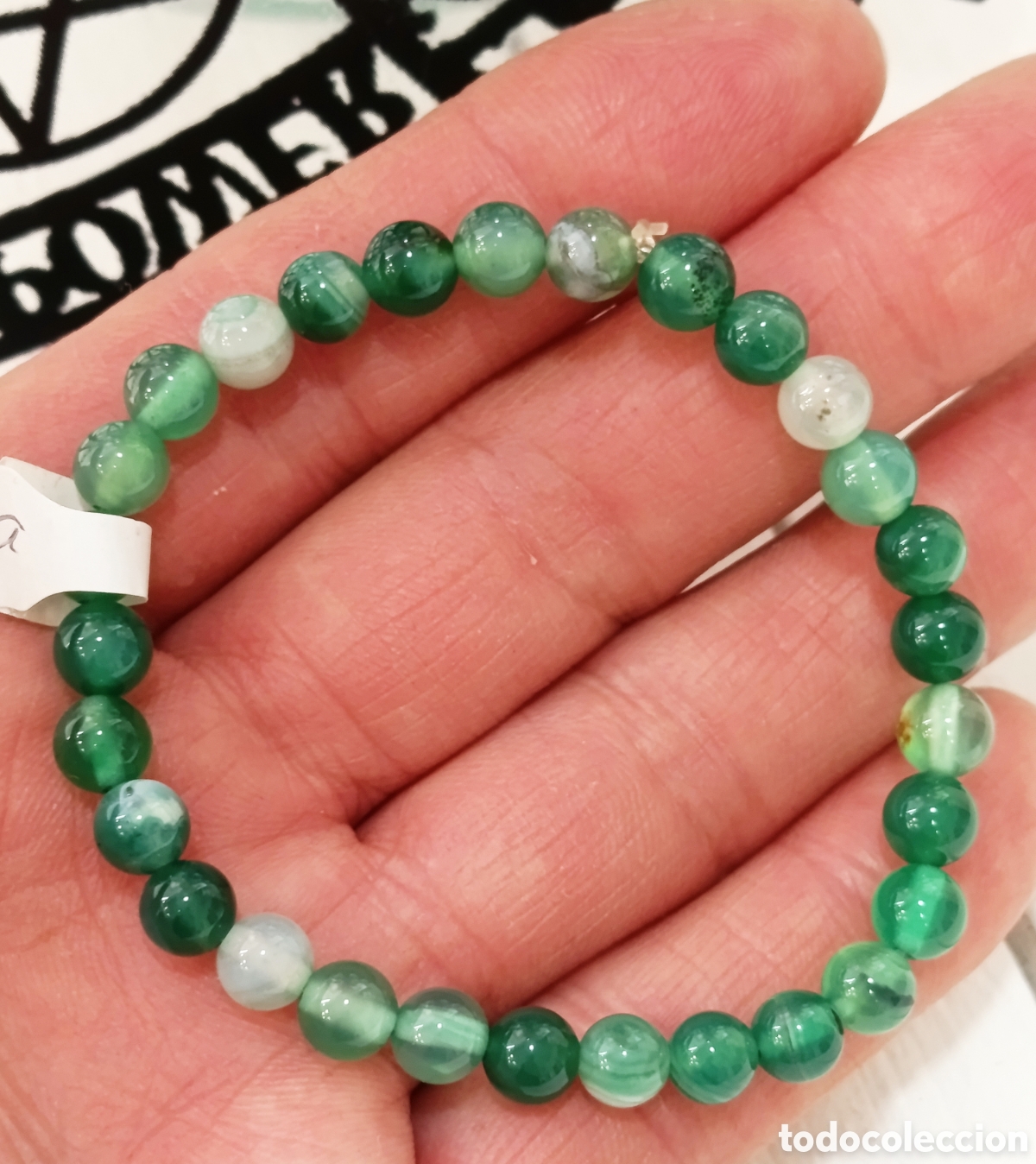 Joyeria: Pulsera de protecci&oacute;n de &Aacute;gata verde preparada energ&eacute;ticamente con palo santo