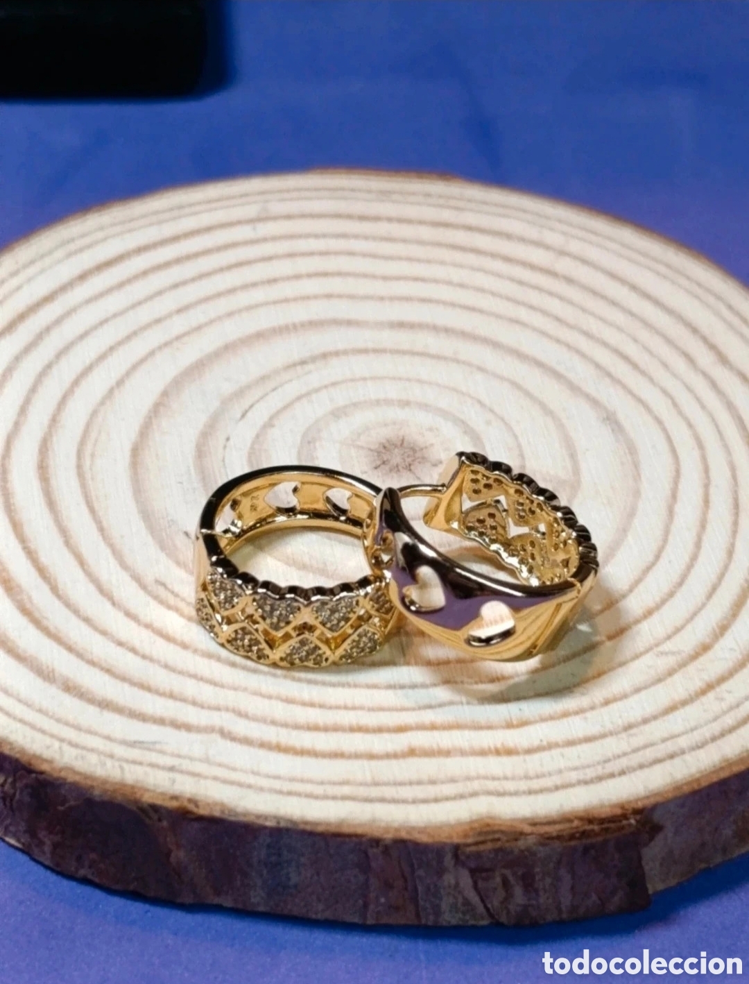 Joyeria: Pendientes corazones oro laminado y circonitas