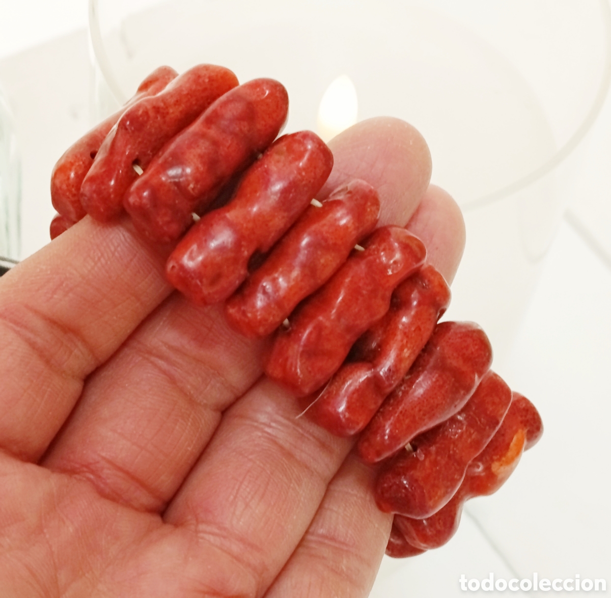 Schmuck: Pulsera de protecci&oacute;n de coral, preparada energ&eacute;ticamente con Palo Santo, A&ntilde;o 2000, Nueva