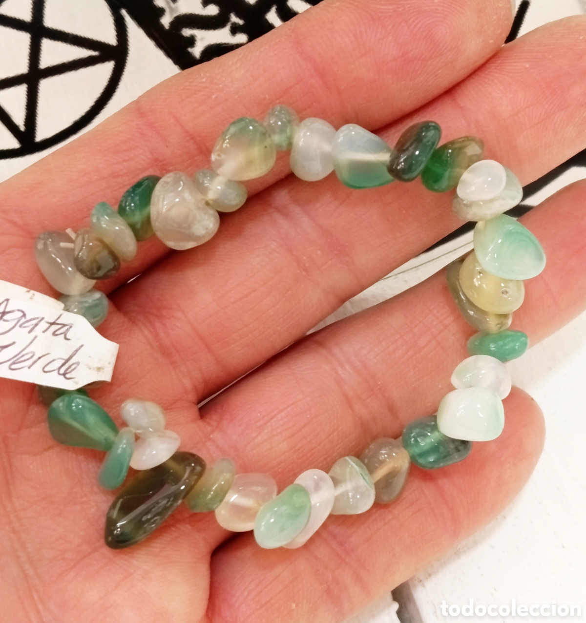 Joyeria: Pulsera de protecci&oacute;n de &Aacute;gata verde preparada energ&eacute;ticamente con palo santo, nueva