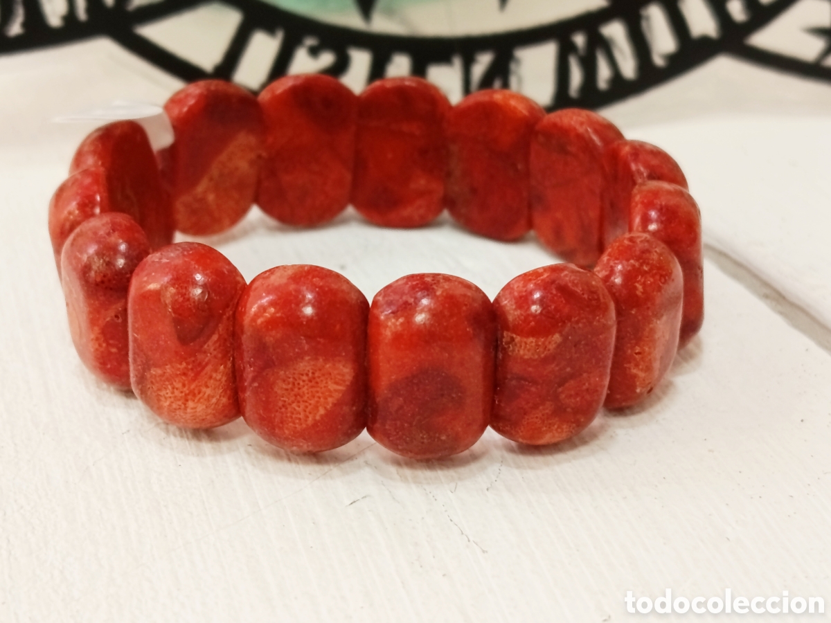 Joyeria: Pulsera de coral, el&aacute;stica, antial&eacute;rgica, a&ntilde;o 2000, nueva