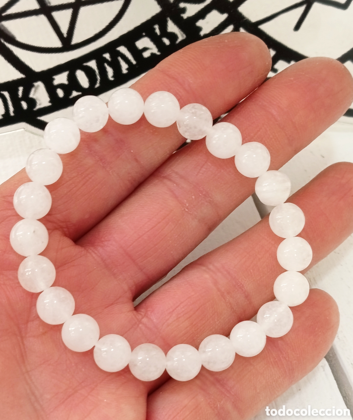 Schmuck: Pulsera de protecci&oacute;n de cuarzo blanco preparada energ&eacute;ticamente con palo santo, nueva