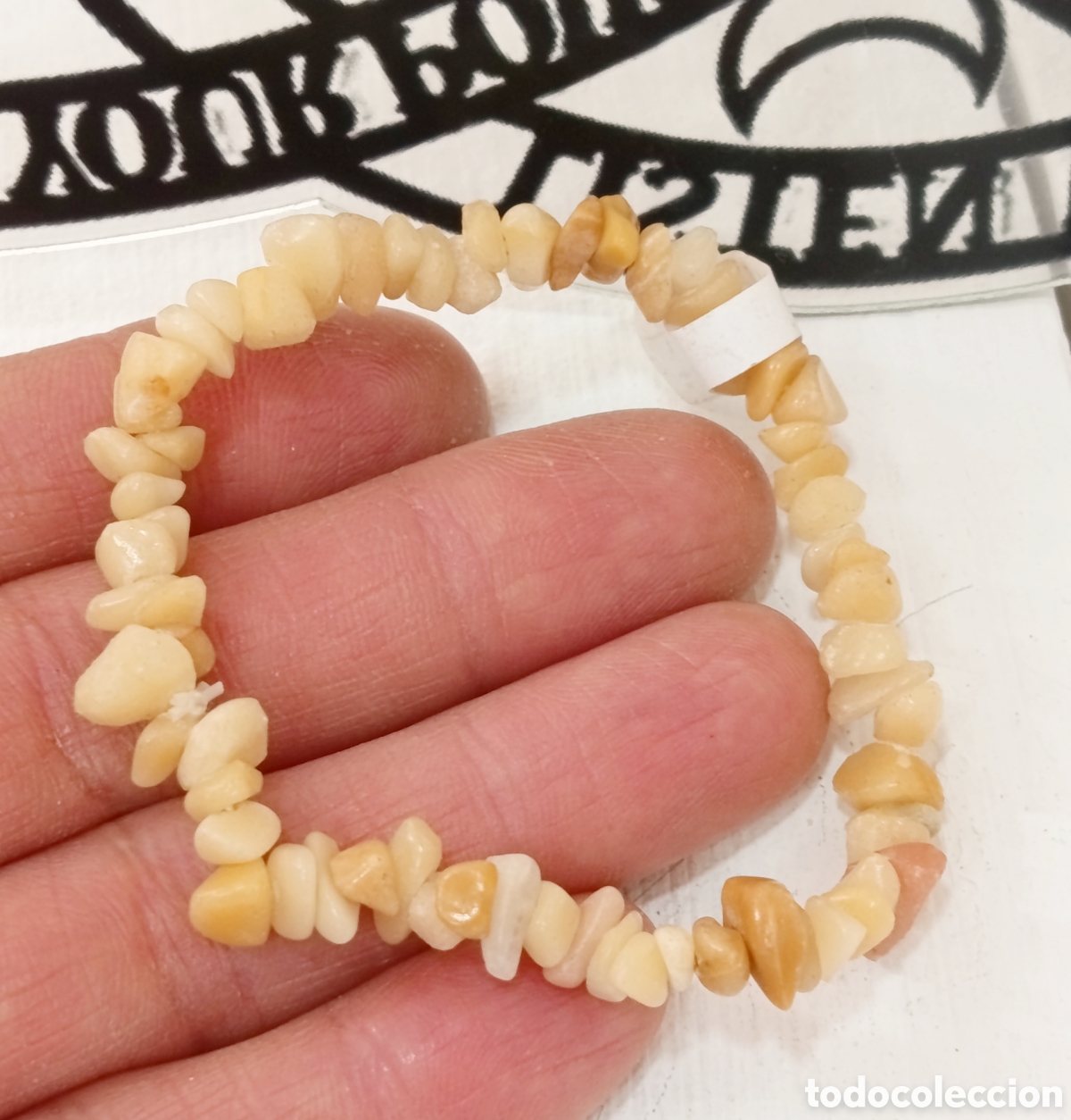 Schmuck: Pulsera de protecci&oacute;n de piedra Jade amarillo preparada energ&eacute;ticamente con palo santo, nueva