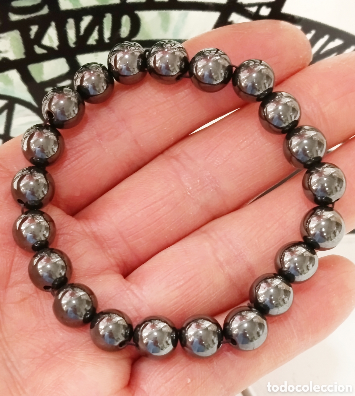Joyeria: Pulsera de protecci&oacute;n de hematita magn&eacute;tica preparada energ&eacute;ticamente con palo santo, nueva