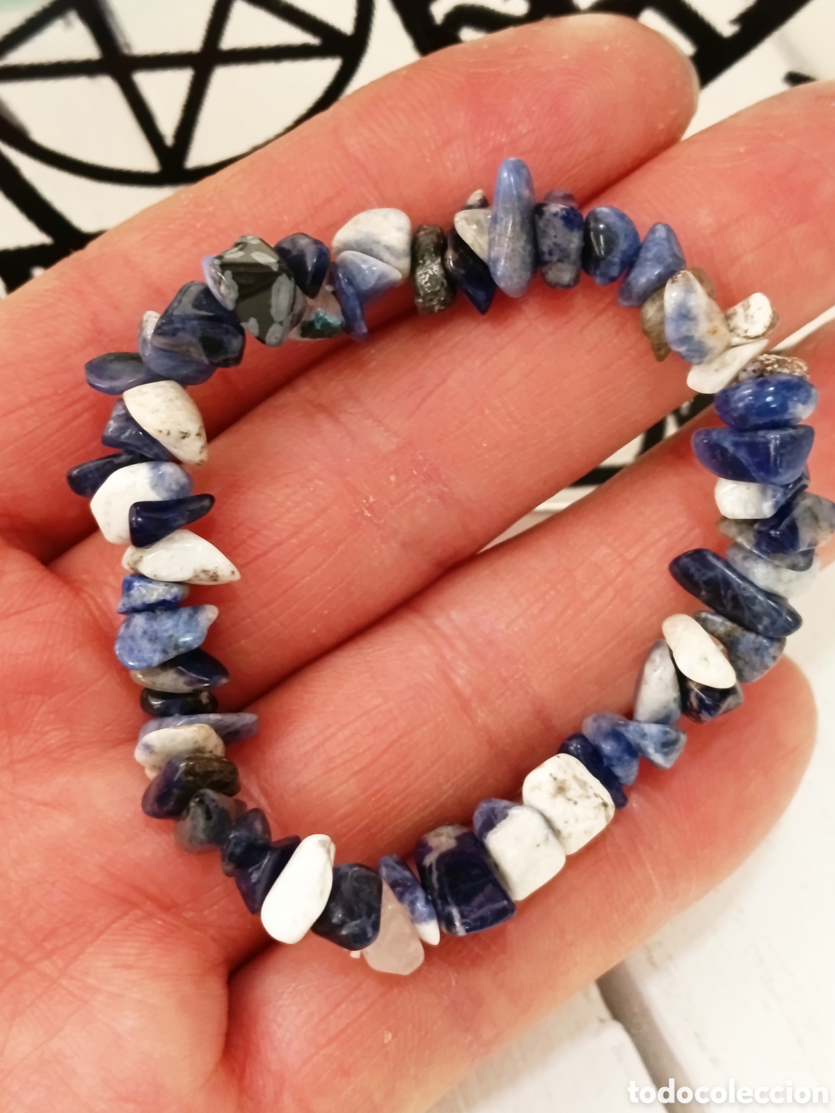 Joyeria: Pulsera de protecci&oacute;n de piedra sodalita preparada energ&eacute;ticamente con palo santo, nueva