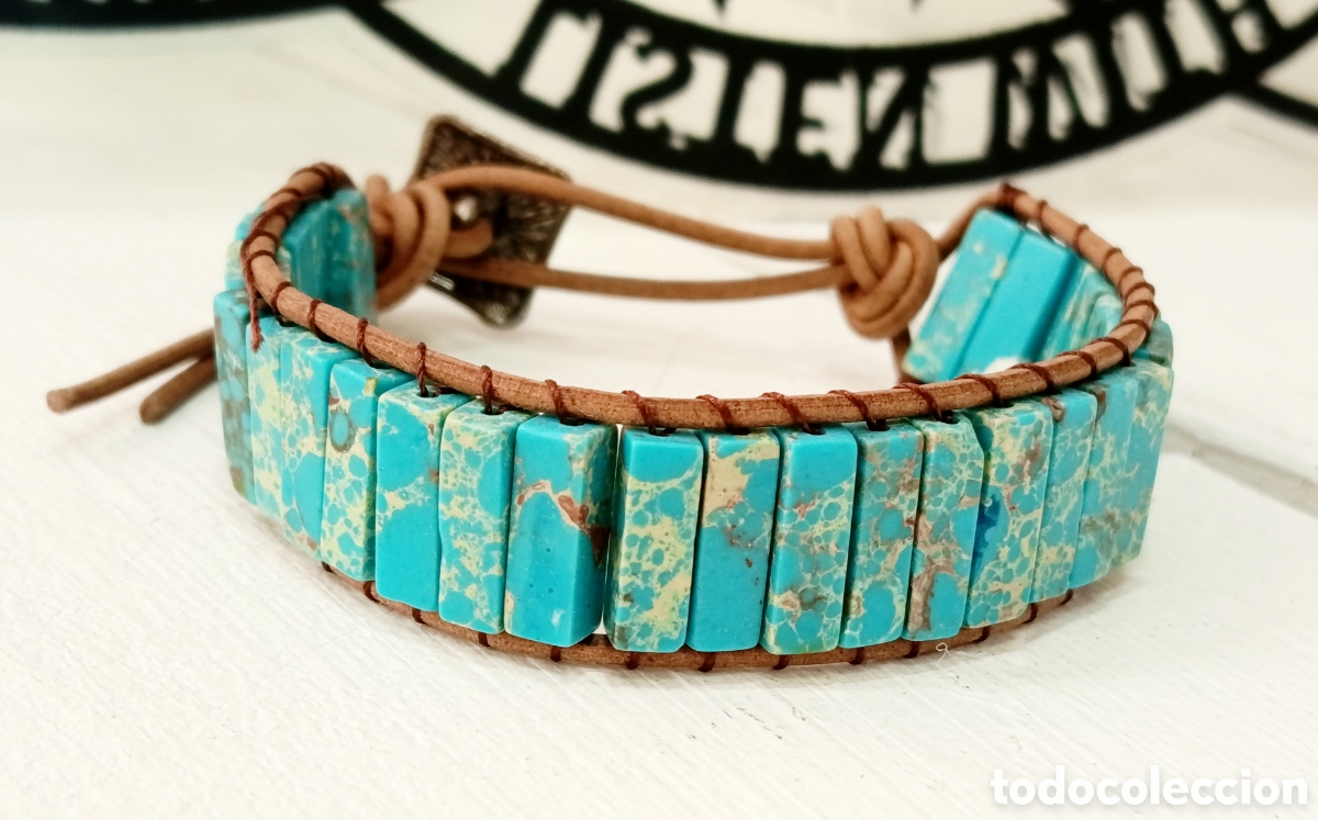 Joyeria: Pulsera de protecci&oacute;n de jaspe turquesa preparada energ&eacute;ticamente con palo santo, nueva