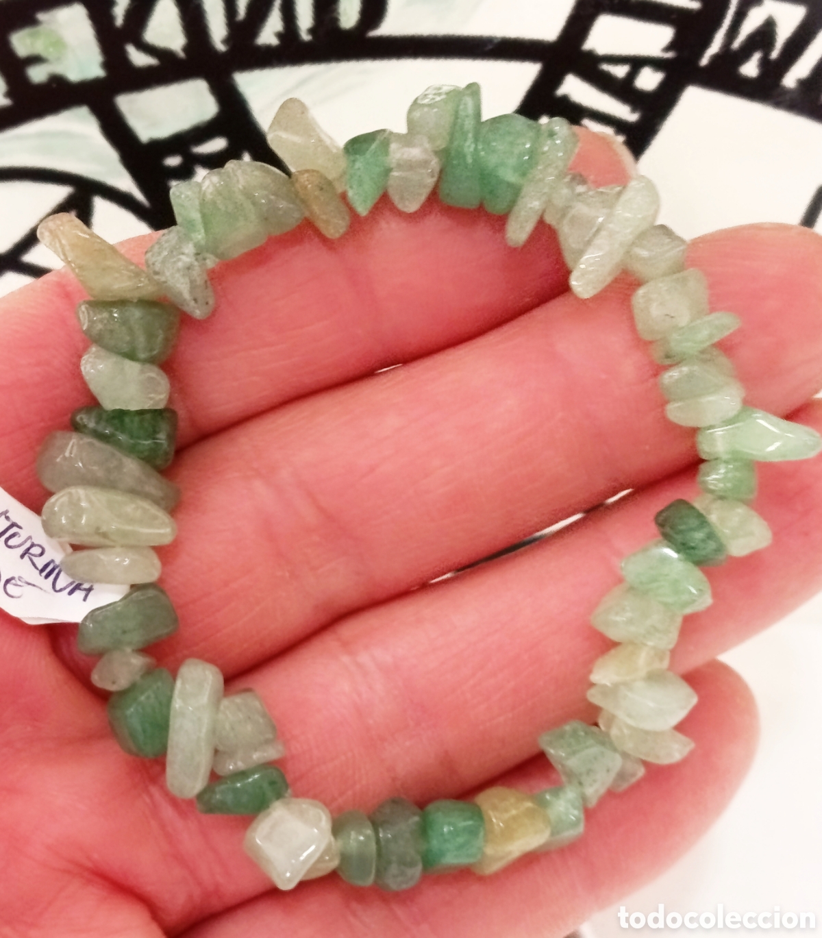 Joyeria: Pulsera de protecci&oacute;n de piedra aventurina verde preparada energ&eacute;ticamente con palo santo, nueva