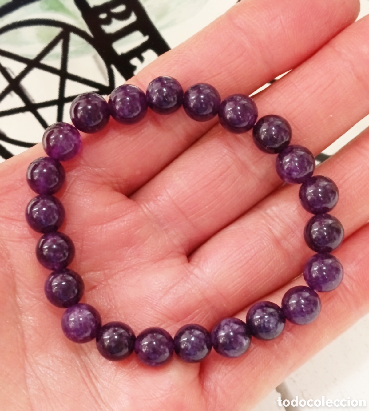 Joyeria: Pulsera de protecci&oacute;n de piedra amatista preparada energ&eacute;ticamente con palo santo, nueva