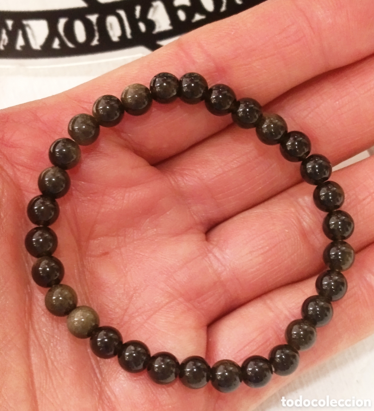 Joyeria: Pulsera de protecci&oacute;n de obsidiana dorada preparada energ&eacute;ticamente con palo santo, nueva