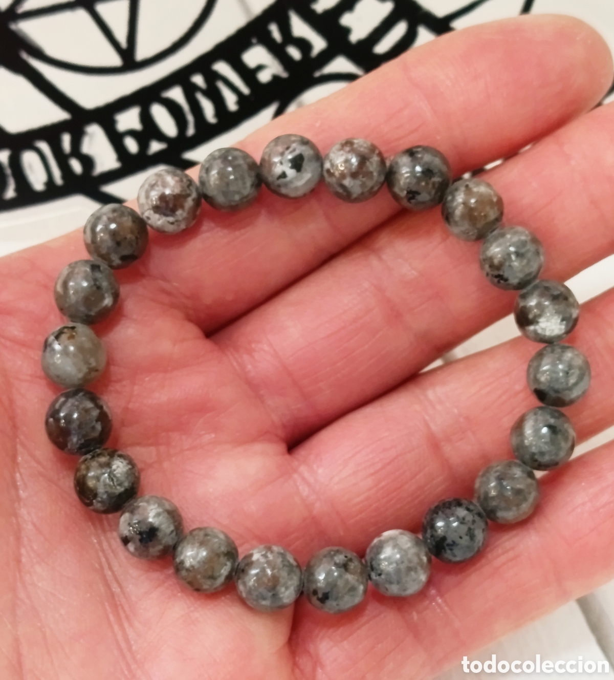 Joyeria: Pulsera de protecci&oacute;n de piedra yooperlita preparada energ&eacute;ticamente con palo santo, nueva