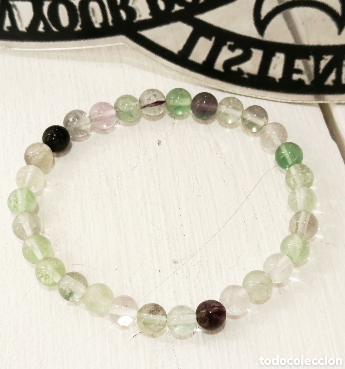 Joyeria: Pulsera de protecci&oacute;n de piedra fluorita arcoiris preparada energ&eacute;ticamente con palo santo, nueva