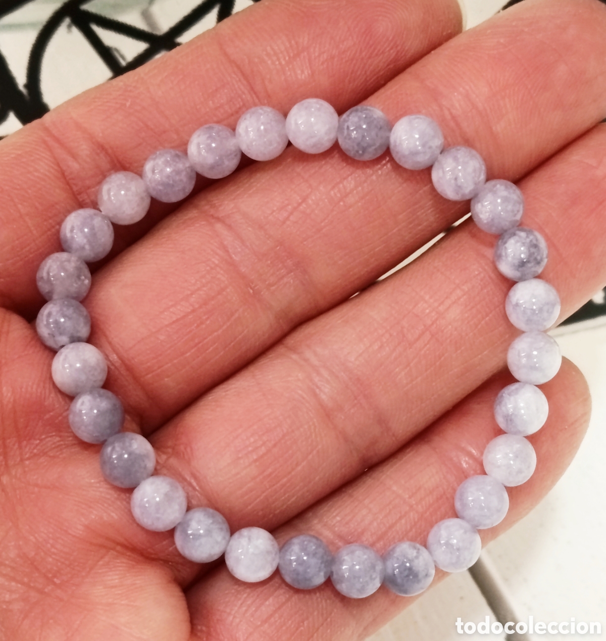 Joyeria: Pulsera de protecci&oacute;n de piedra Jade lavanda preparada energ&eacute;ticamente con palo santo, nueva