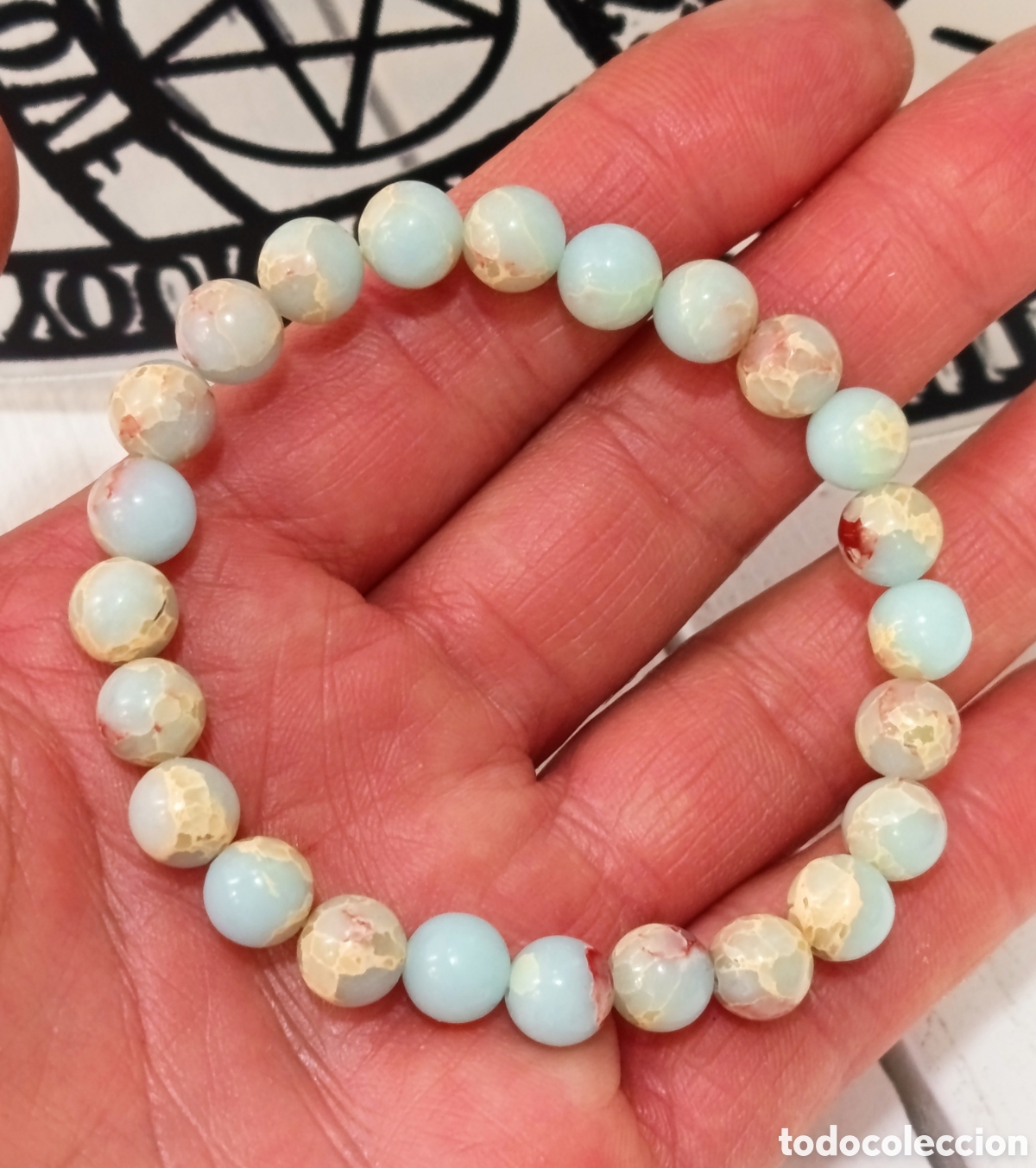 Joyeria: Pulsera de protecci&oacute;n de piedra jaspe imperial preparada energ&eacute;ticamente con palo santo, nueva