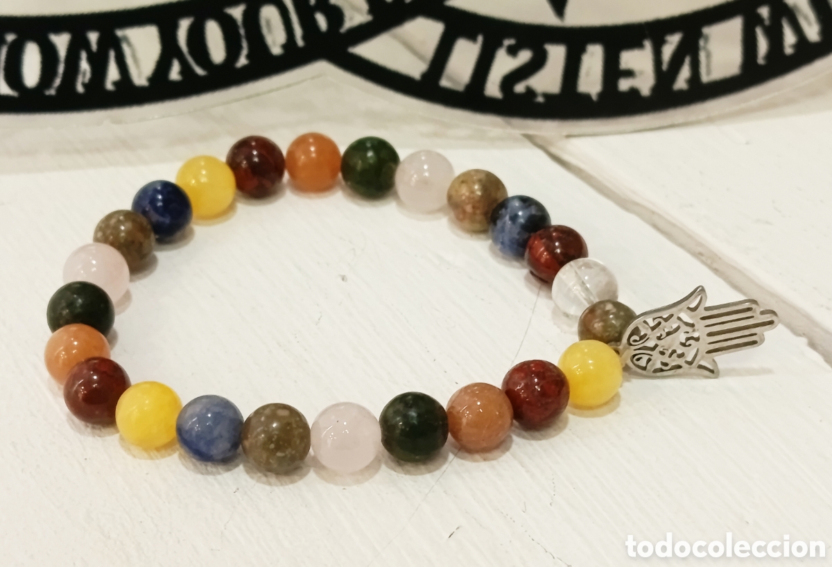 Joyeria: Pulsera de protecci&oacute;n de piedra 7 chakras y mano de F&aacute;tima preparada energ&eacute;ticamente con palo santo