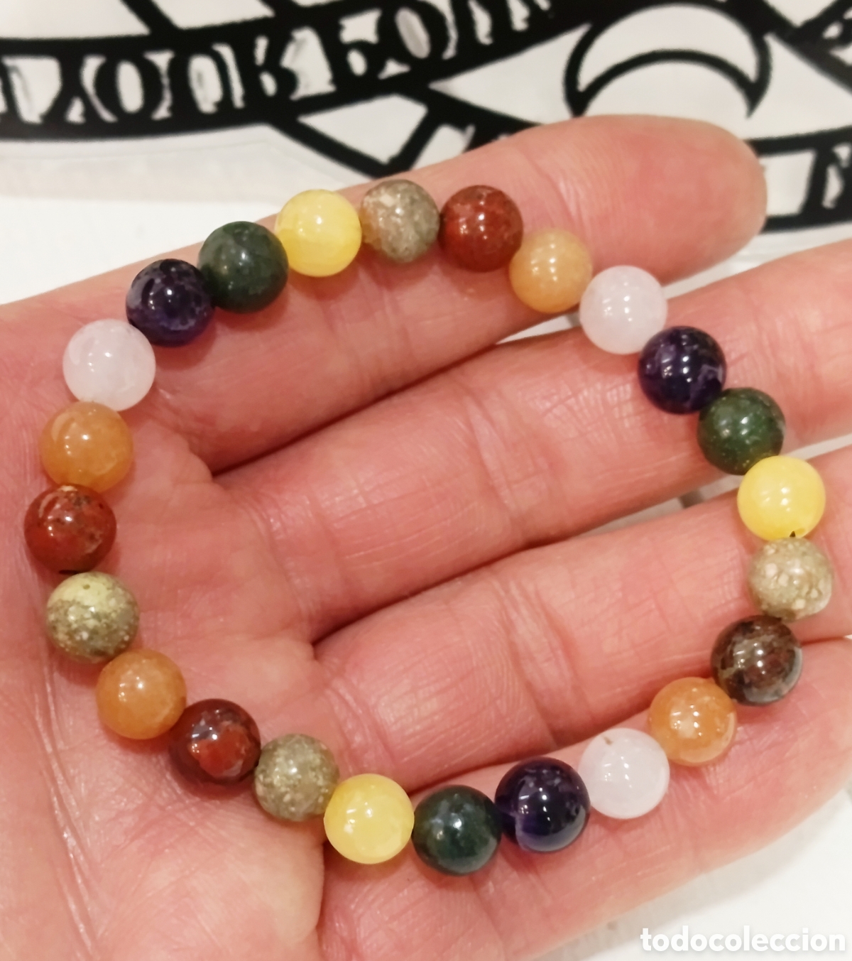 Joyeria: Pulsera de protecci&oacute;n de piedra 7 chakras preparada energ&eacute;ticamente con palo santo, nueva