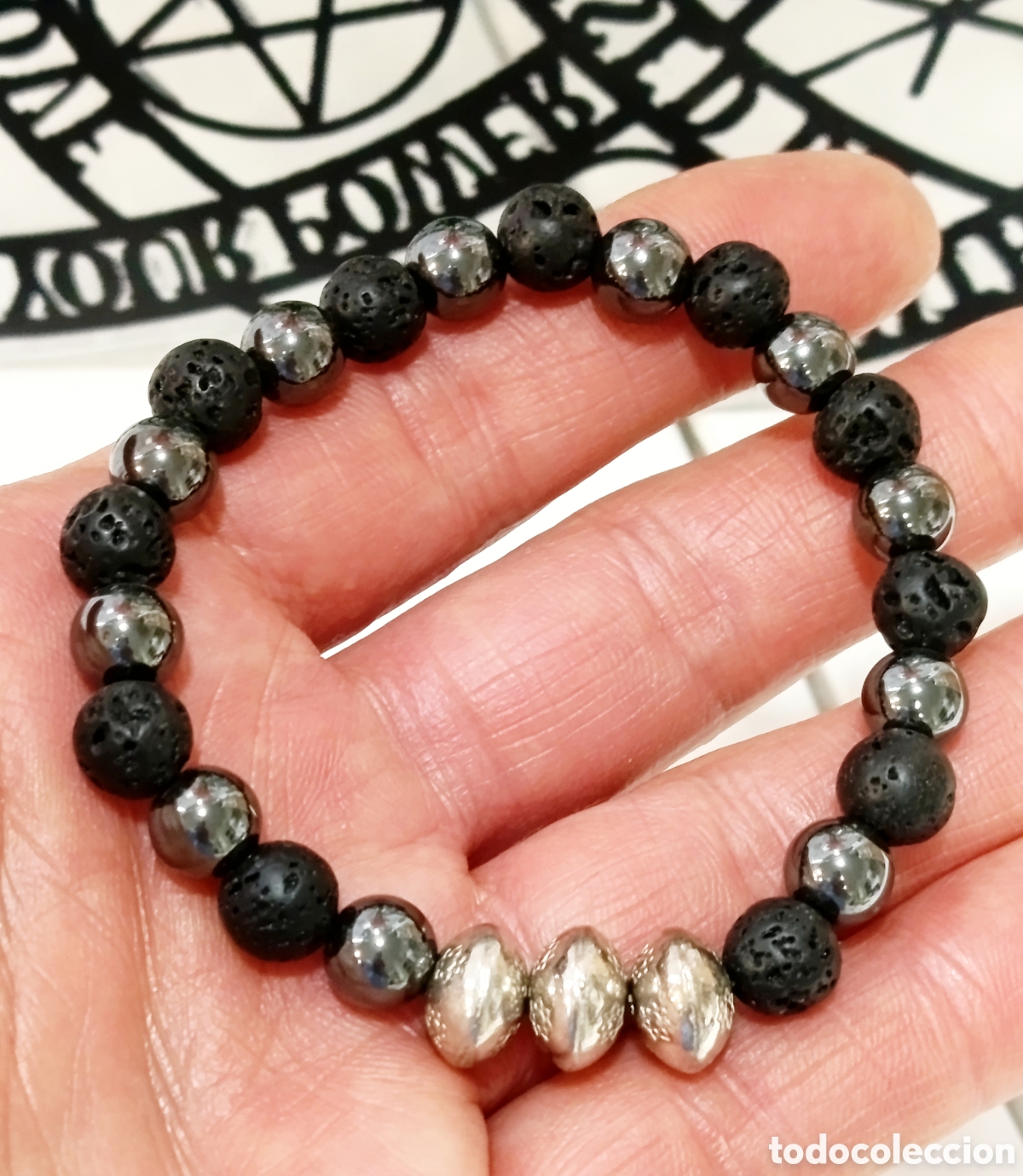 Joyeria: Pulsera de protecci&oacute;n de lava volc&aacute;nica y Hematita preparada energ&eacute;ticamente con palo santo, nueva