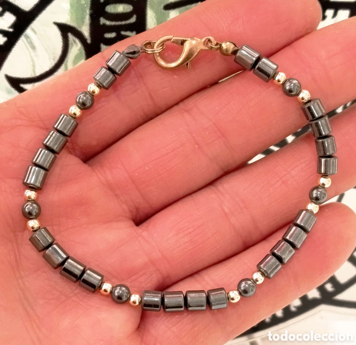 Joyeria: Pulsera de protecci&oacute;n de piedra hematita preparada energ&eacute;ticamente con palo santo, nueva