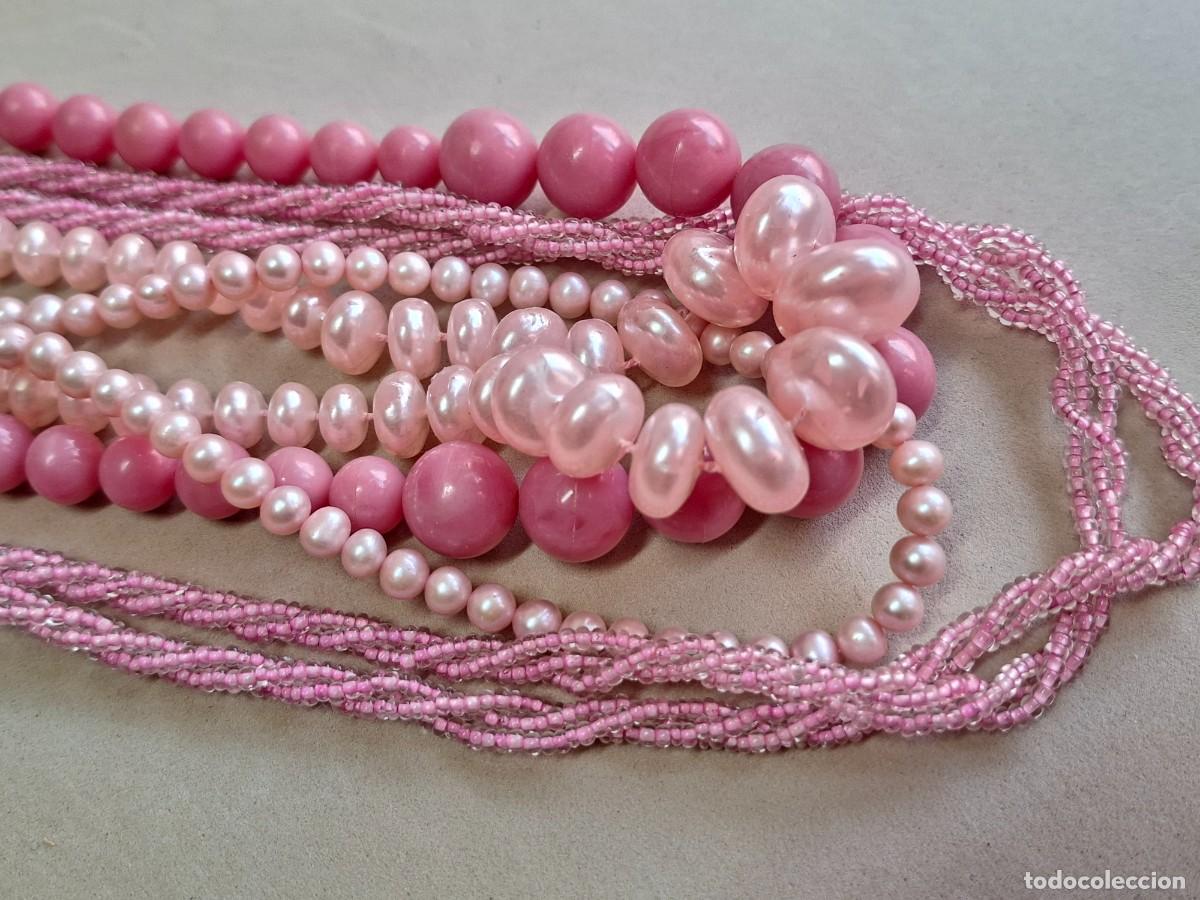 Joyeria: CONJUNTO DE JOYAS VINTAGE DE CUENTAS ROSAS - Foto 1