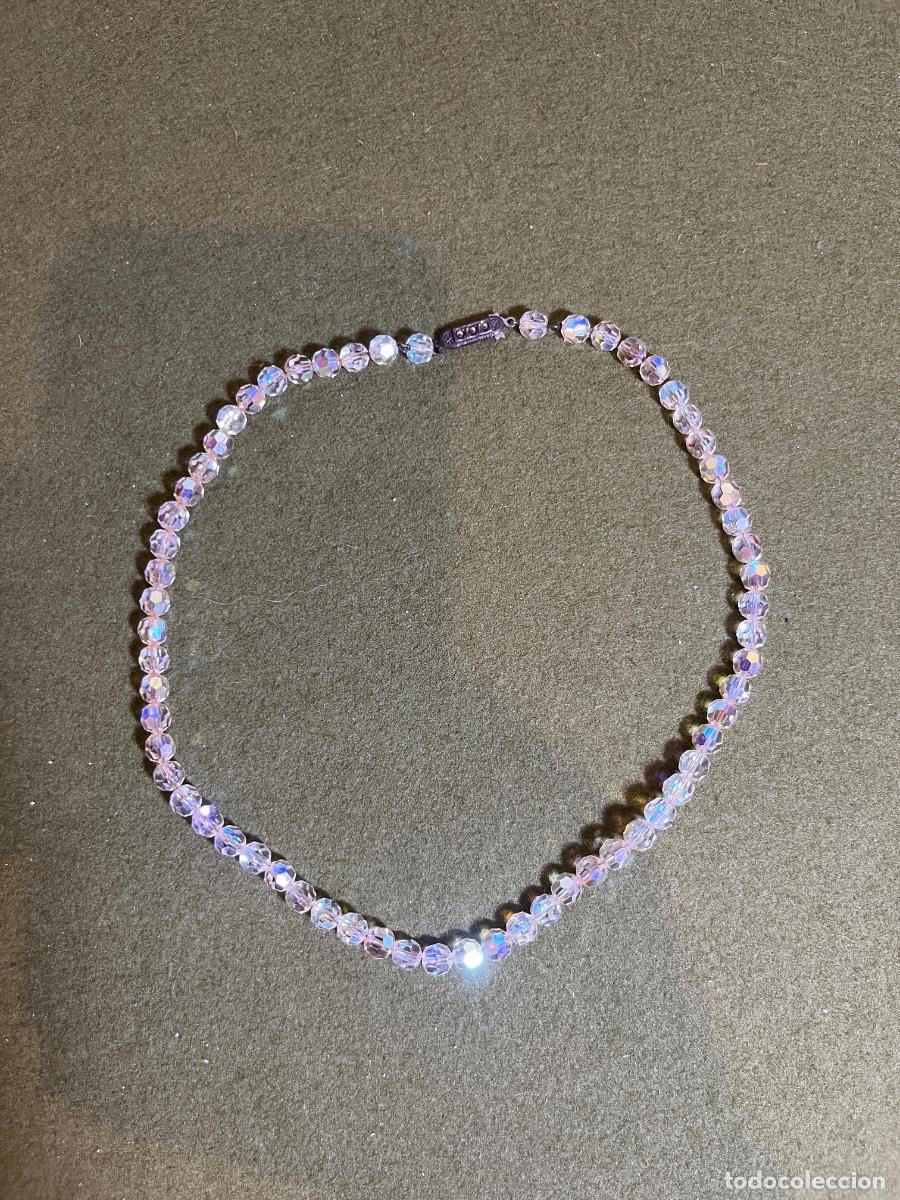 Joyeria: Collar vintage de cristal facetado irisado con cierre de plata 835 | Gargantilla estilo Aurora Borea