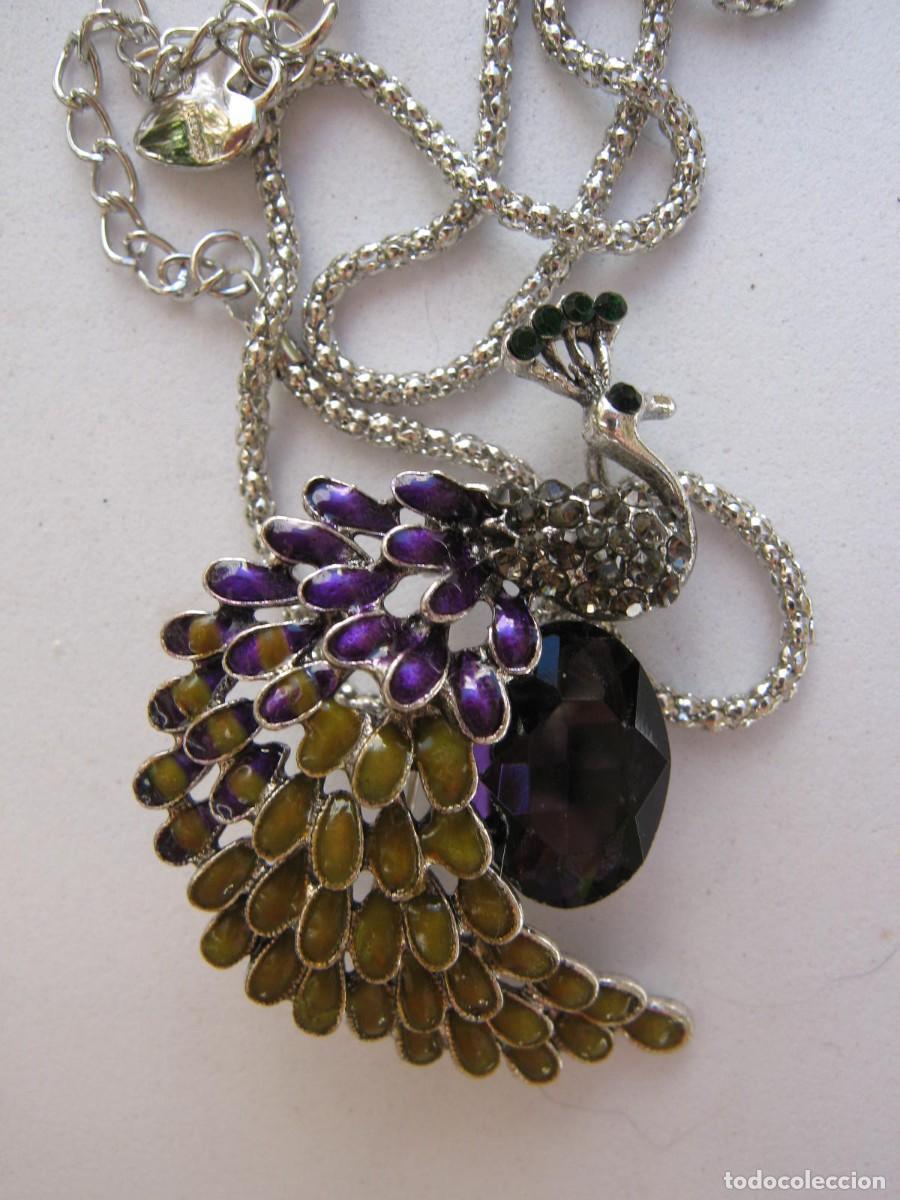 Joyeria: Betsey Johnson Broche collar cadena / Pin pavo real