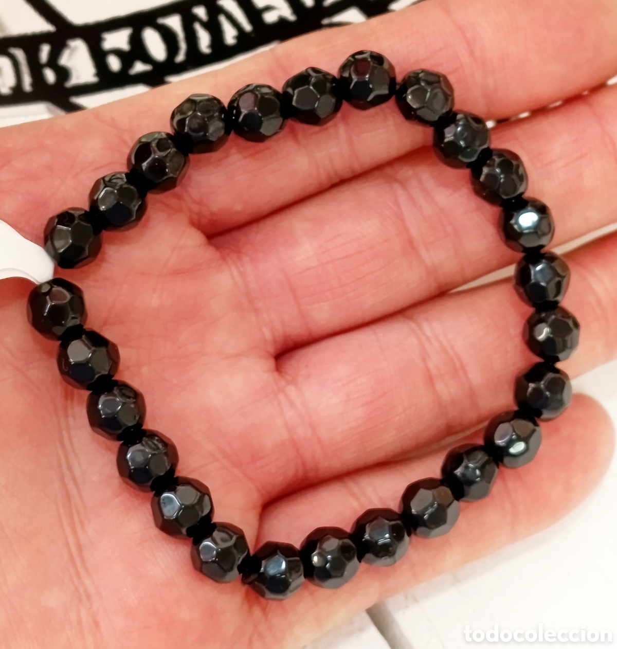 Joyeria: Pulsera de protecci&oacute;n de piedra Onix preparada energ&eacute;ticamente con palo santo, nueva