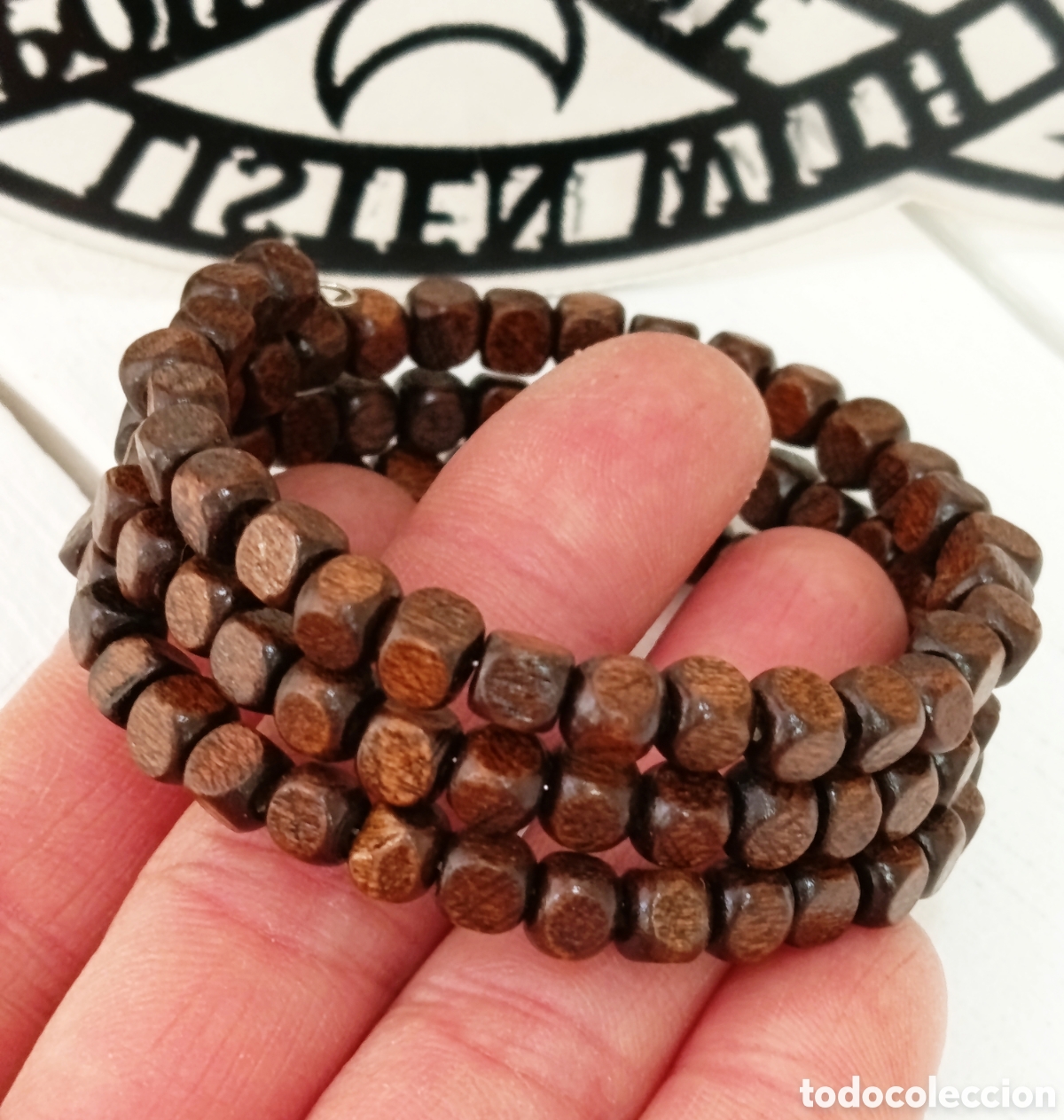 Joyeria: Pulsera espiral de madera color marr&oacute;n, nueva