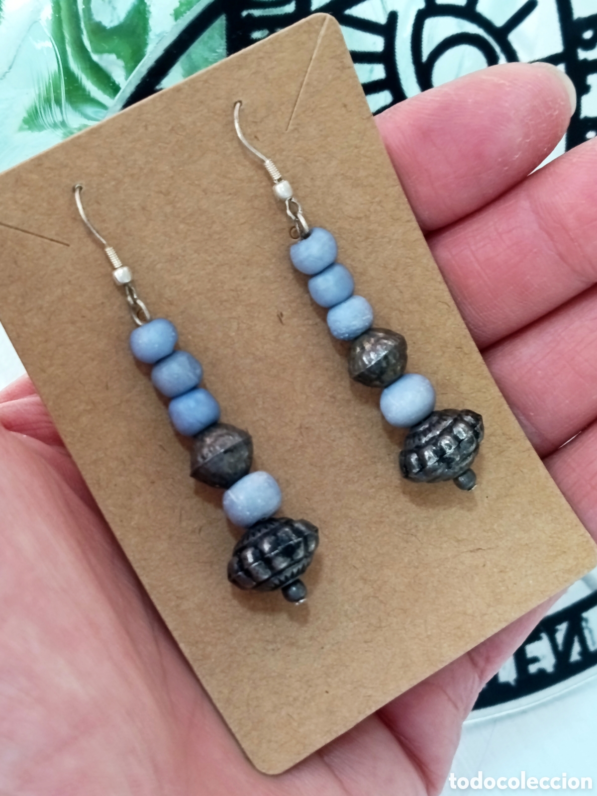 Joyeria: Pendientes Bohemios color azul, a&ntilde;os 80's, nuevos